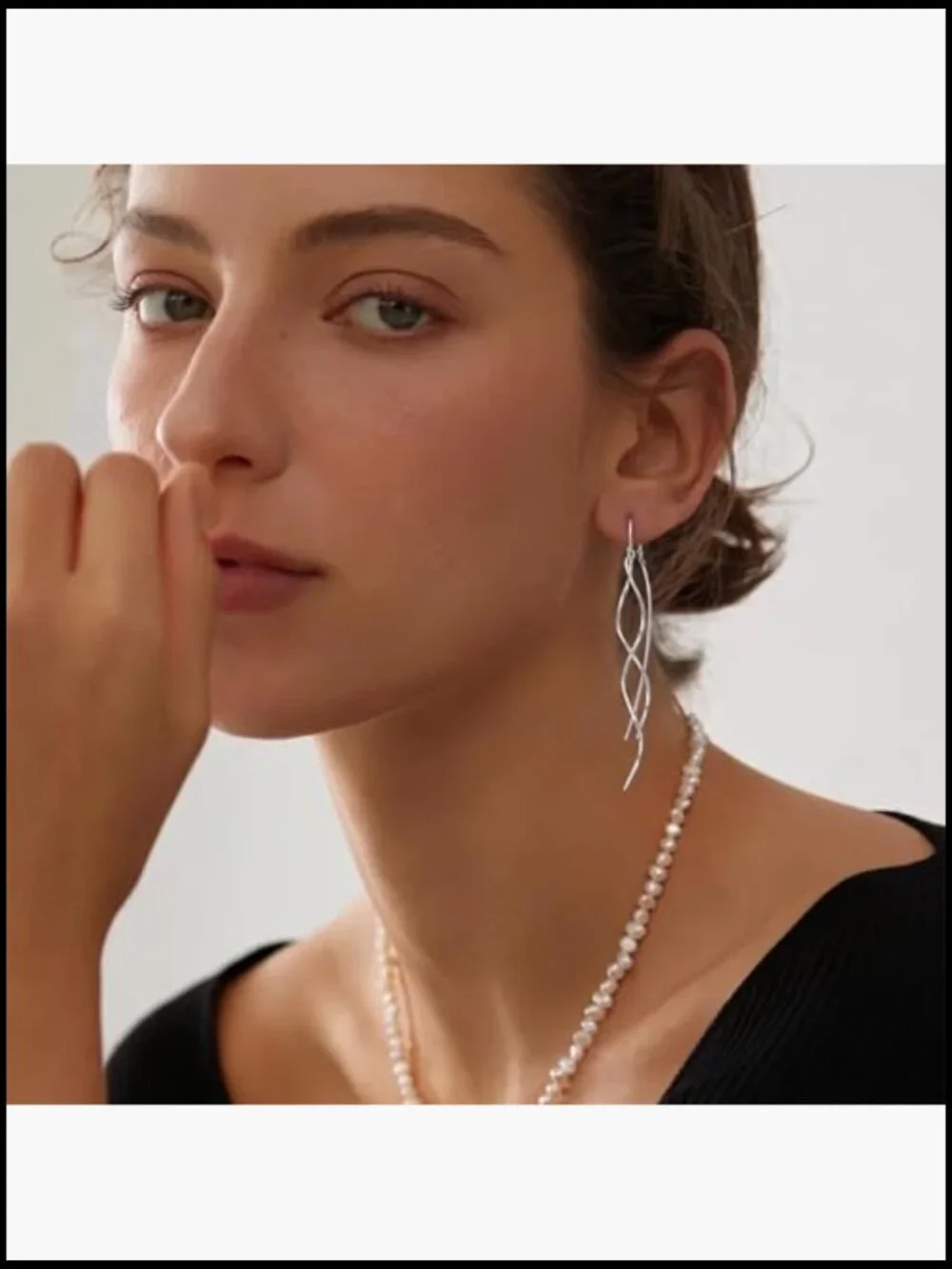 Sterling Silver Wave Curve Dangle Earrings Lightweight Hypoallergenic Tassel